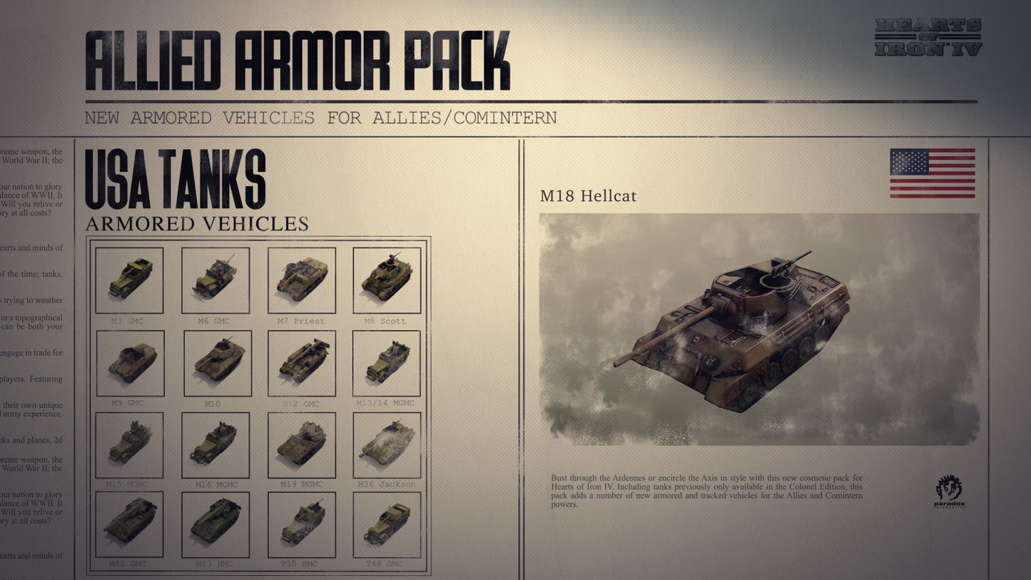 (Removed) Hearts of Iron IV: Allied Armor Pack Steam Key Global